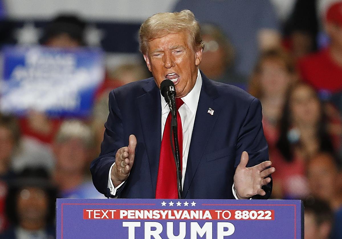El candidato republicano Donald Trump en un mitin en Pensilvania este domingo