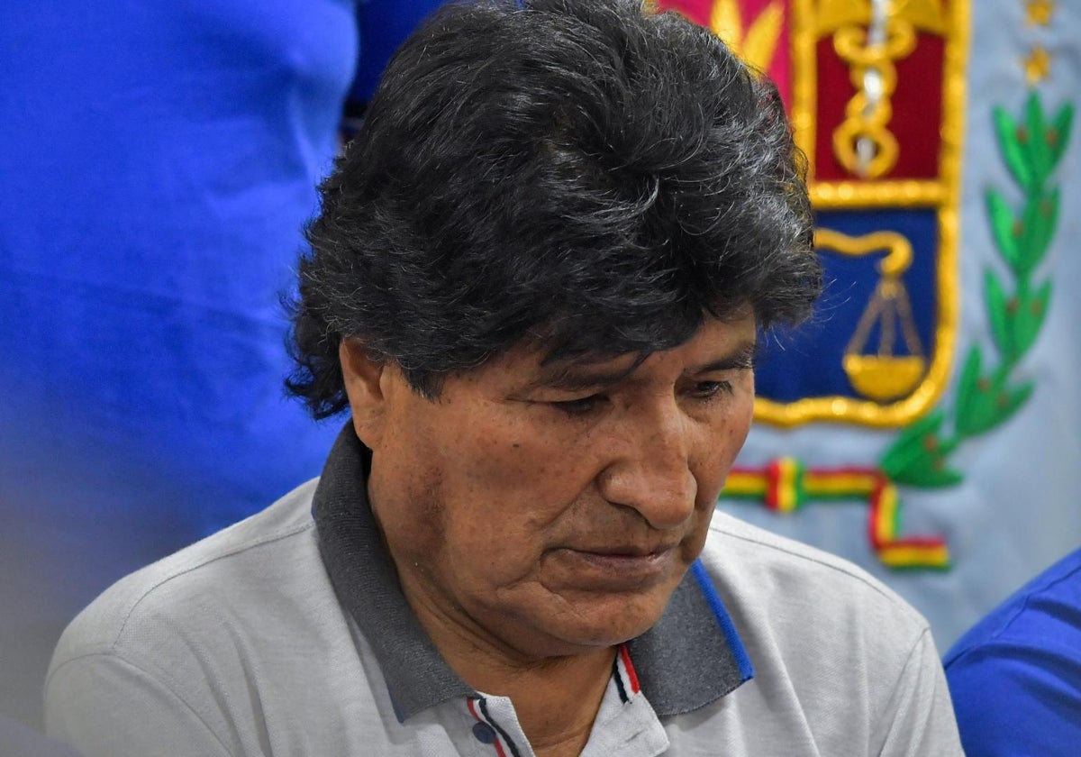 El expresidente Evo Morales, durante una rueda de prensa este martes en Cochabamba