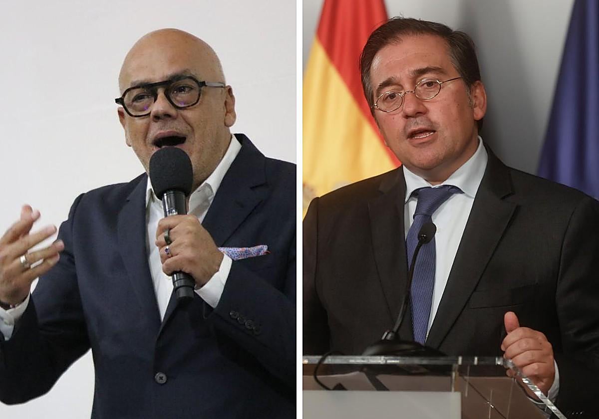El presidente de la Asamblea Nacional de Venezuela, Jorge Rodríguez, y el ministro de Esteriores de España, José Manuel Albares