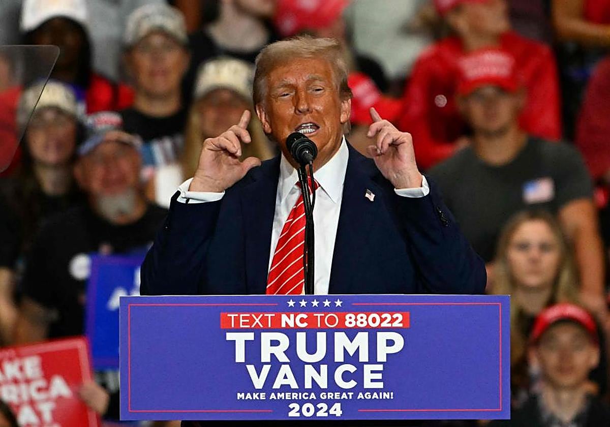 El expresidente de EEUU y candidato republicano, Donald Trump, en una mitín en Carolina del Norte