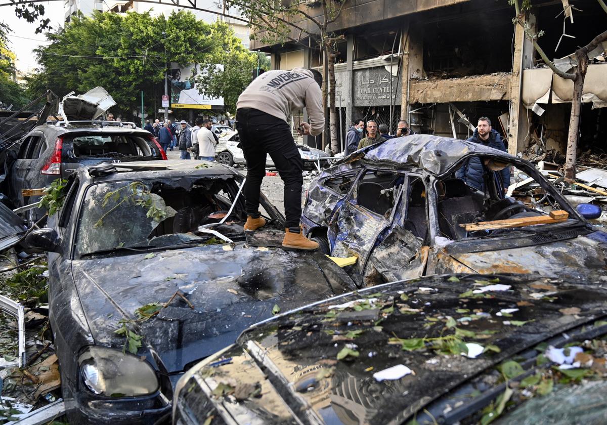 Consecuencias de los bombardeos en el centro e Beirut