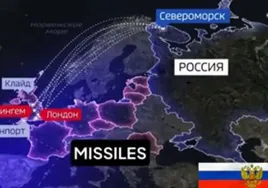 Mapa de ataque nuclear de Rusia a las capitales europeas