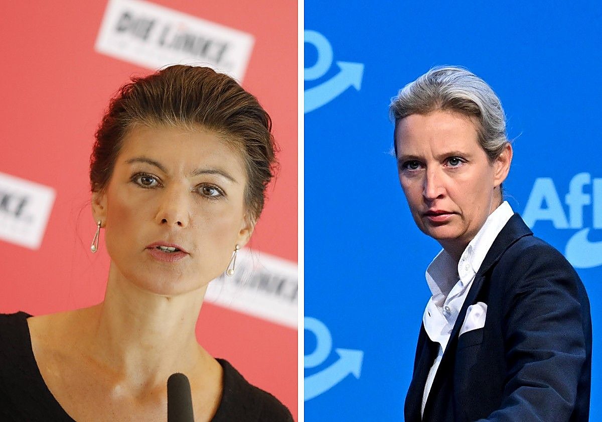 Las dos lideresas alemanas: Wagenknecht a la izquierda y Weidel a la derecha