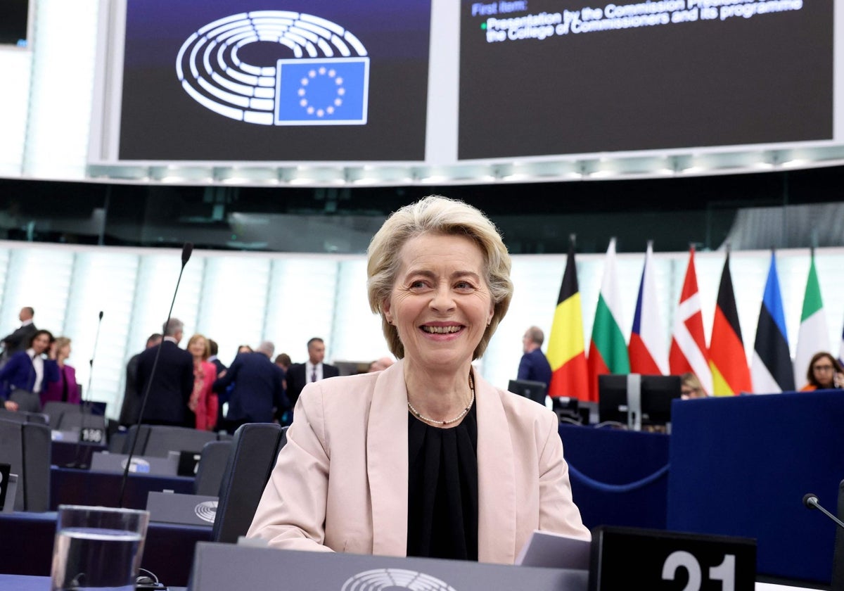 La presidenta de la Comsión Europea, Ursula von der Leyen, en el Parlamento Europeo