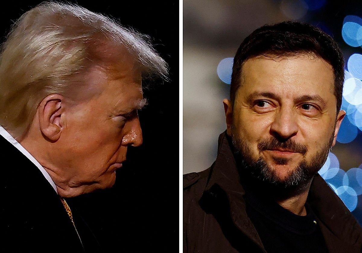 El presidente electo estadounidense, Donald Trump, y el presidente ucraniano, Volodímir Zelenski