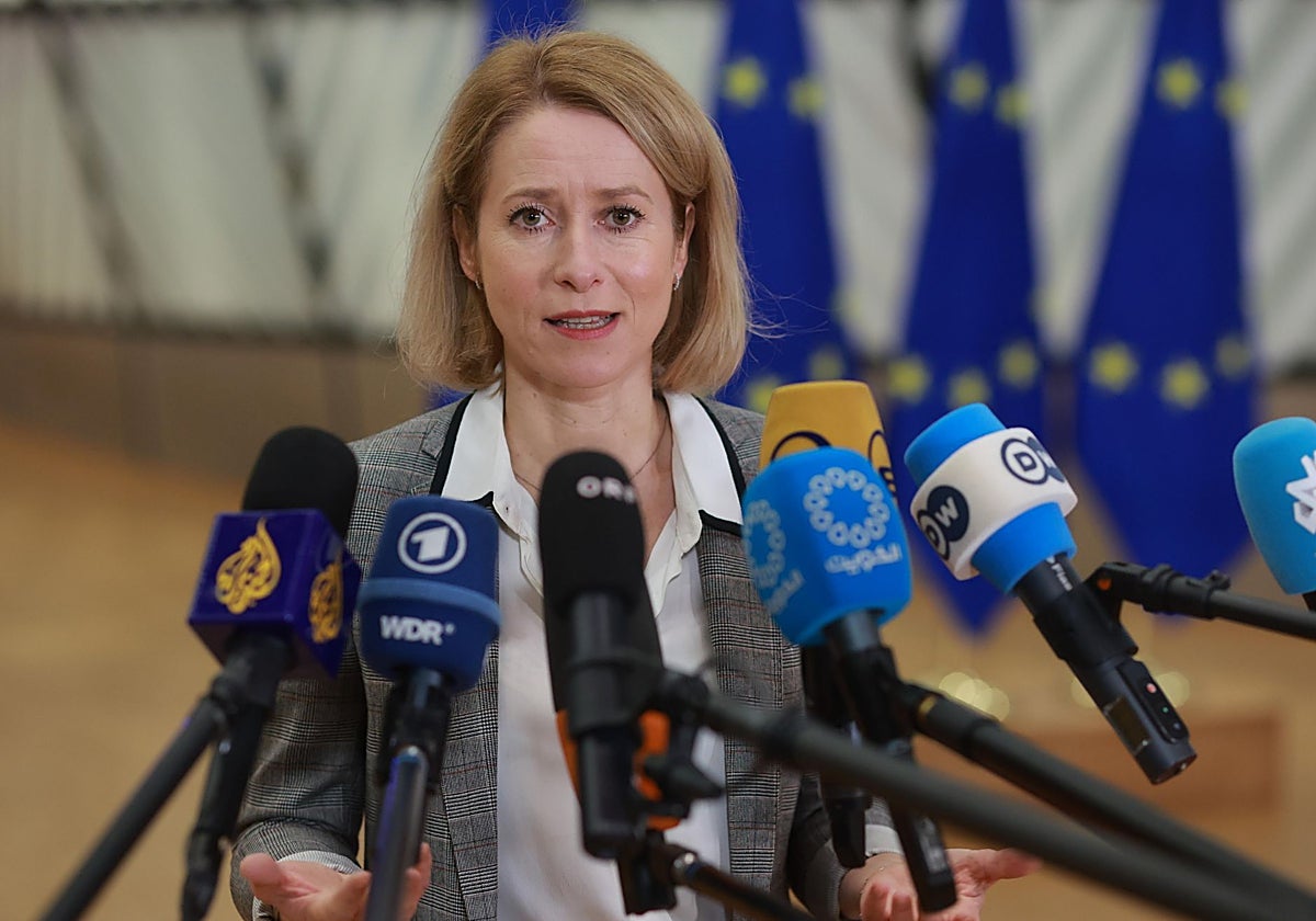 La Alta Representante de la Unión Europea para Política Exterior, Kaja Kallas, en rueda de prensa en Bruselas