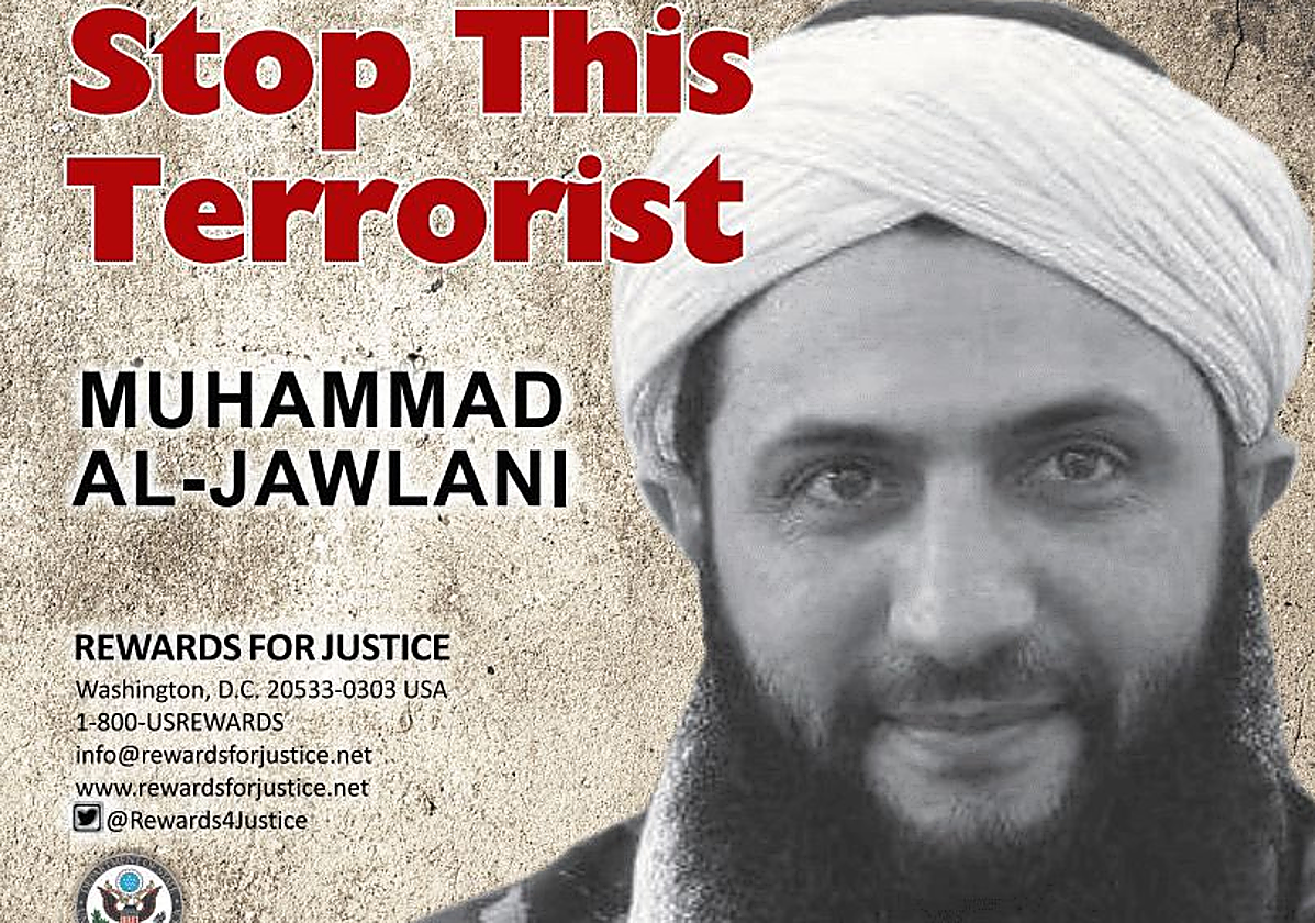 Cartel de las autoridades de EE.UU. en el que se ofrecía una recompensa por Mohamed al Jolani