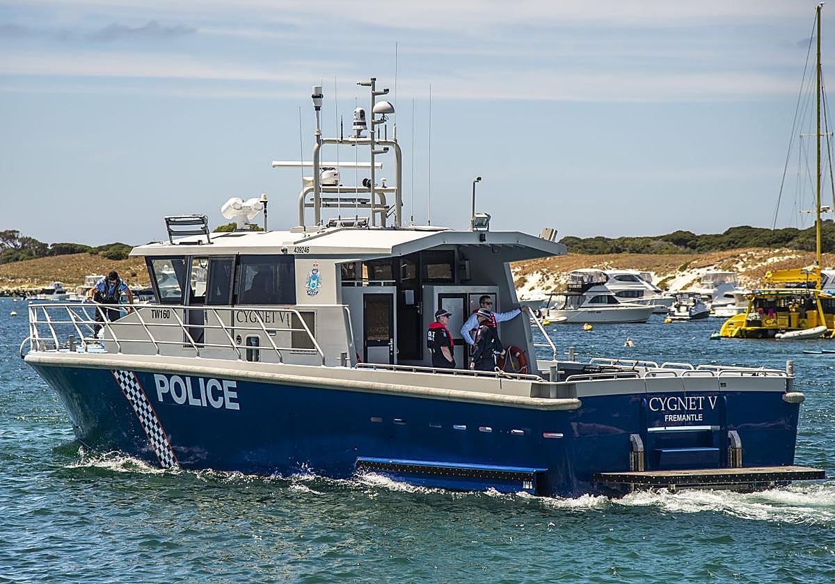 Un bote policial en la isla de Rottnest..