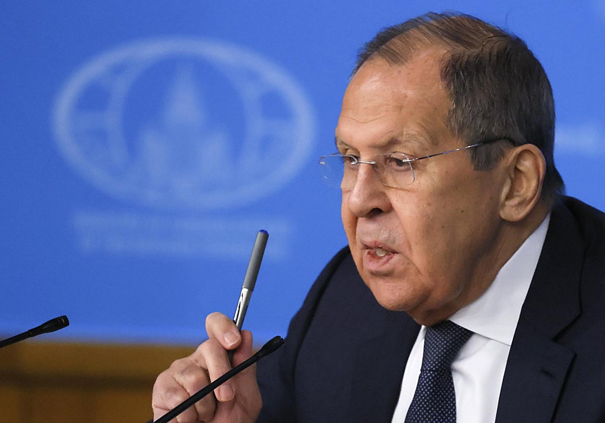 El ministro de Exteriores ruso, Serguéi Lavrov, durante la rueda de prensa