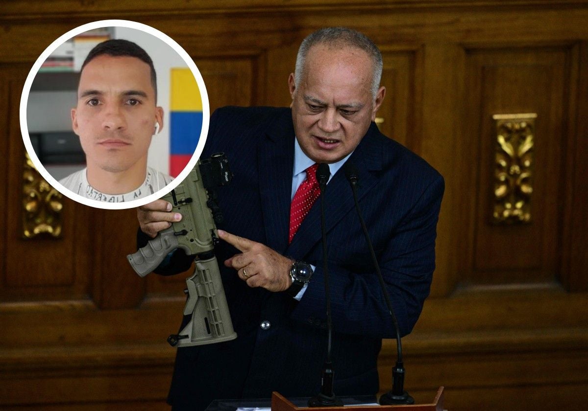 El ministro de Interior de Venezuela, Diosdado Cabello. Arriba a la izquierda Ronald Ojeda