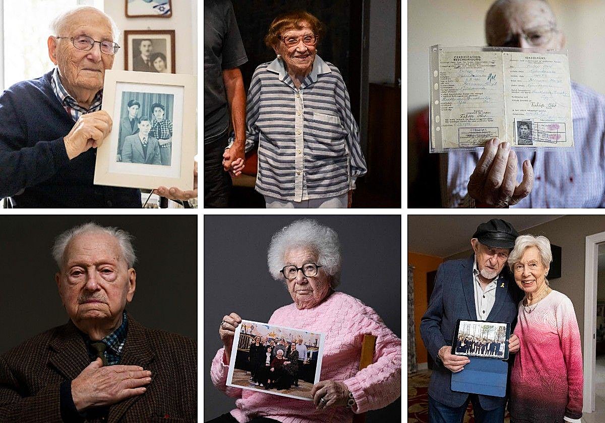 Algunos supervivientes del campo de Auschwitz