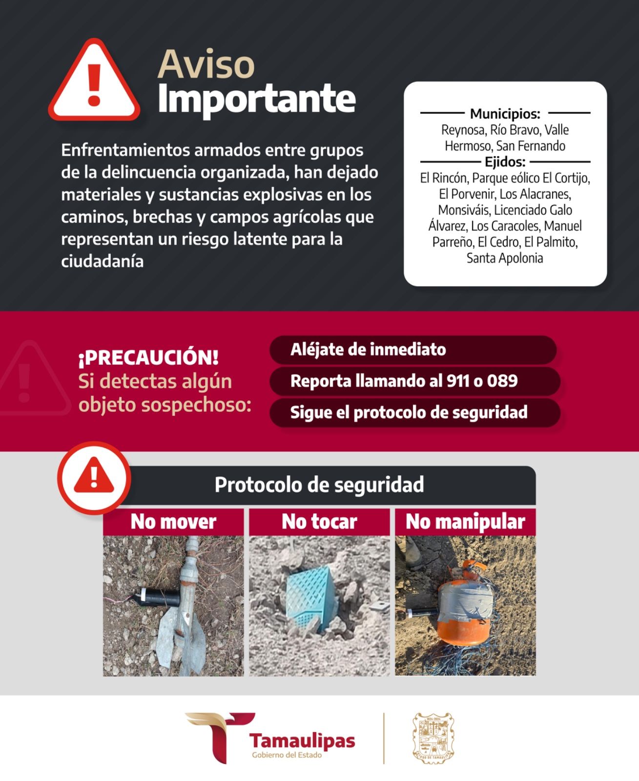 Aviso de minas del estado de Tamaulipas