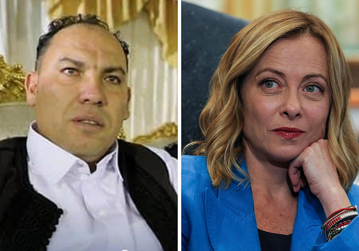 Osama Njeem Almasri y Giorgia Meloni