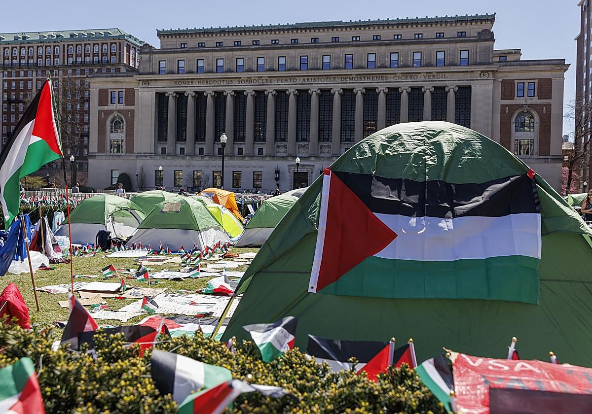 Protestas estudiantiles propalestinas en el campus de la Universidad de Columbia (Nueva York)