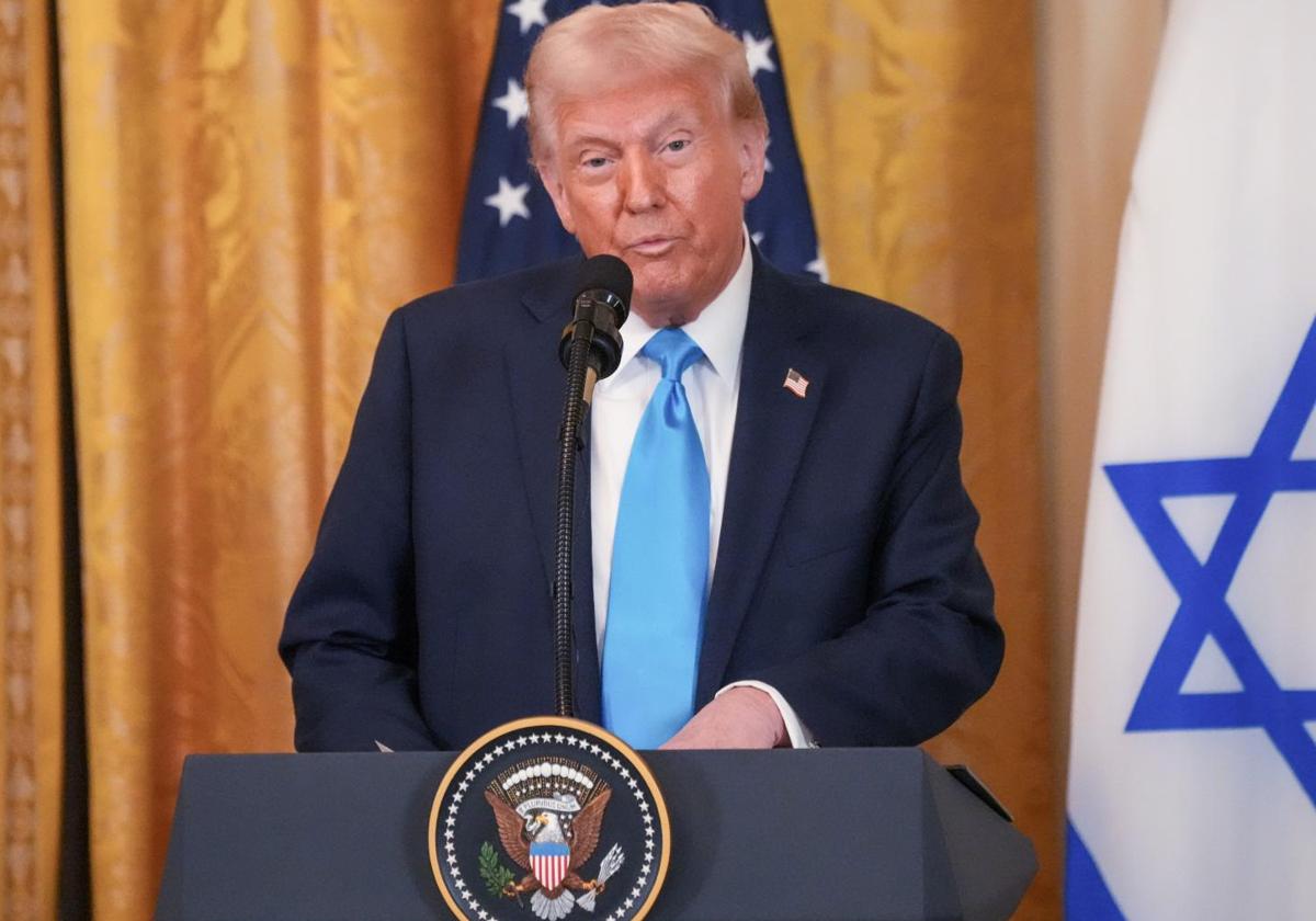 El presidente de Estados Unidos, Donald Trump, en una rueda de prensa tras la reunión bilateral con el primer ministro israelí Benjamín Netanyahu