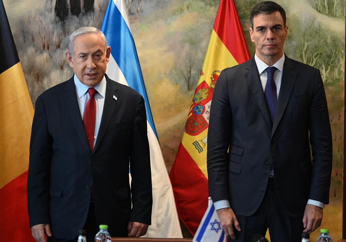 Benjamin Netanyahu y Pedro Sánchez, durante la visita a Israel del presidente del Gobierno en 2023