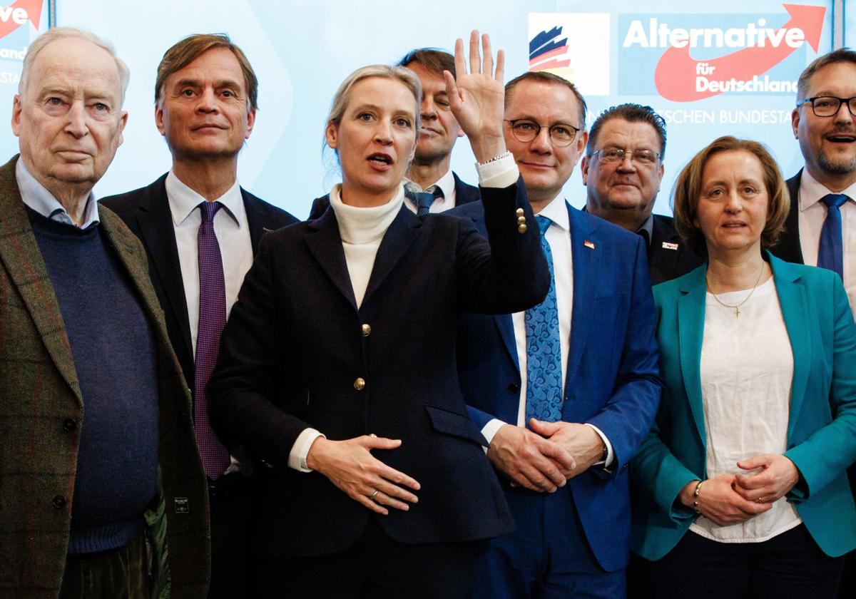 La formación AfD con su líder, Alice Weidel, al frente