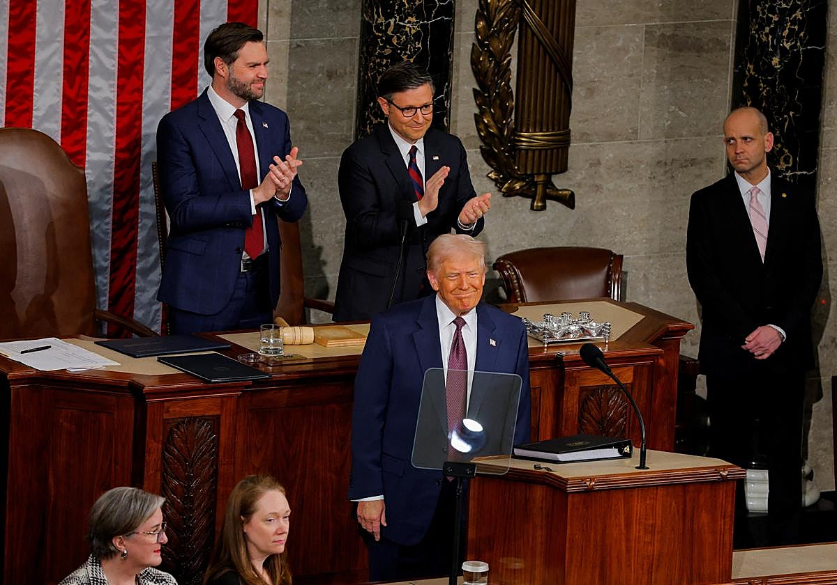 Donald Trump, durante el discurso en el Congreso.