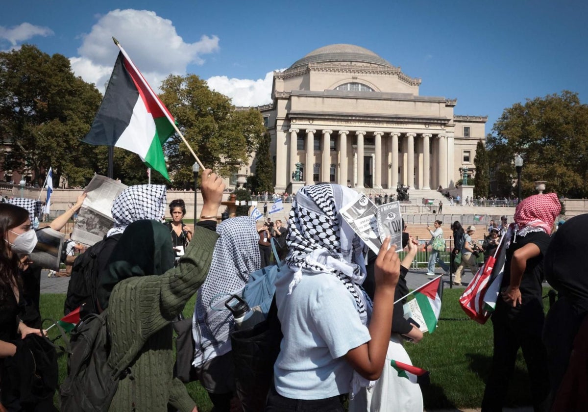 Protestas propalestinas, hace unas semanas frente a una sede de la Universidad de Columbia