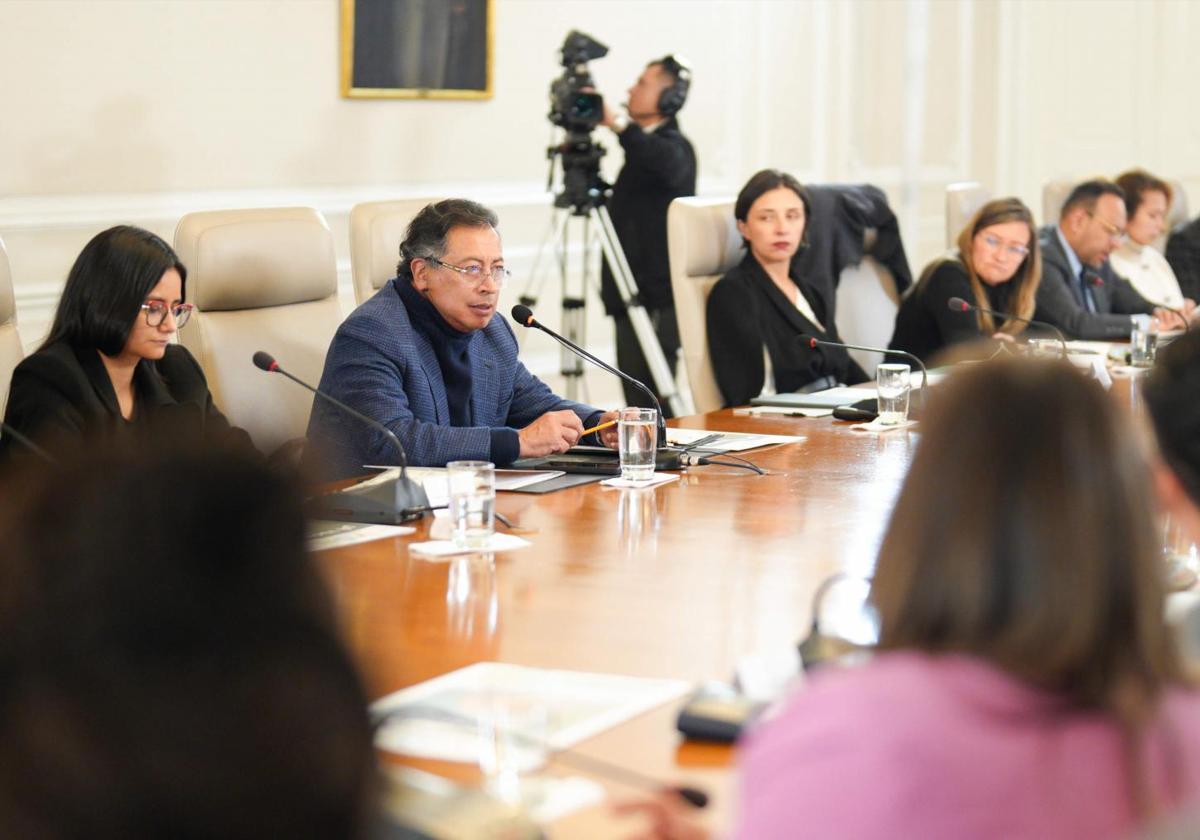 Gustavo Petro durante un consejo de ministros este lunes en (Colombia)
