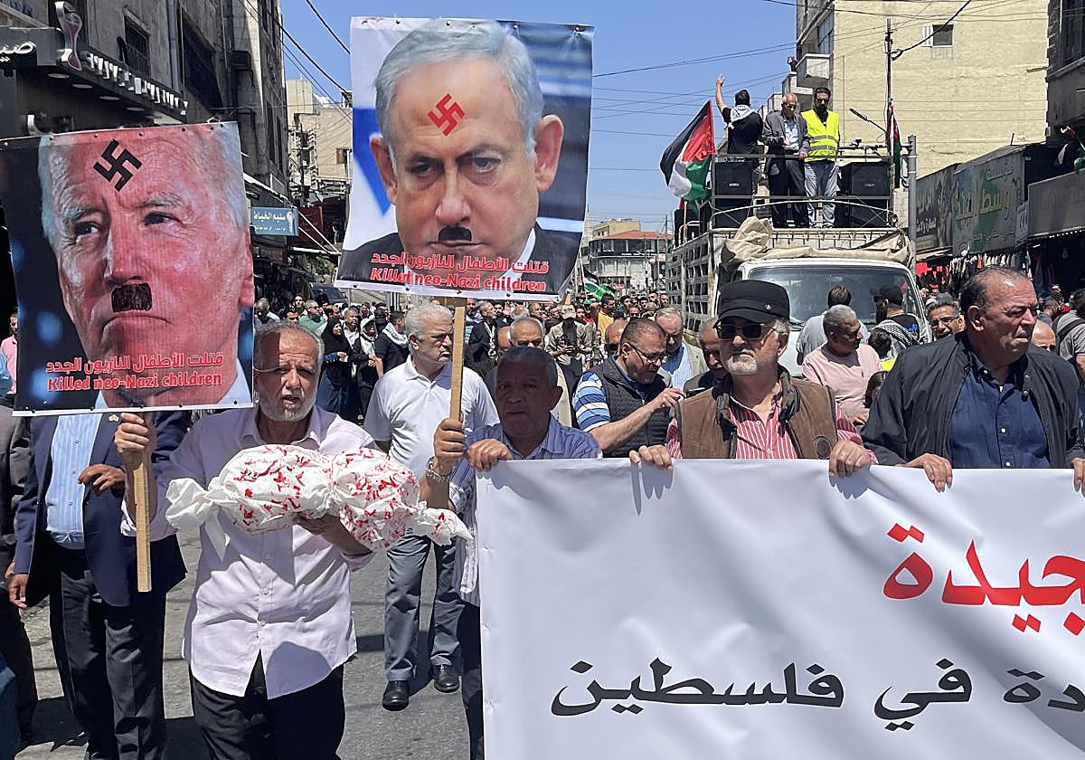 Protestas en en la Gran Mezquita de Husseini en Amán contra Israel en una imagen de archivo