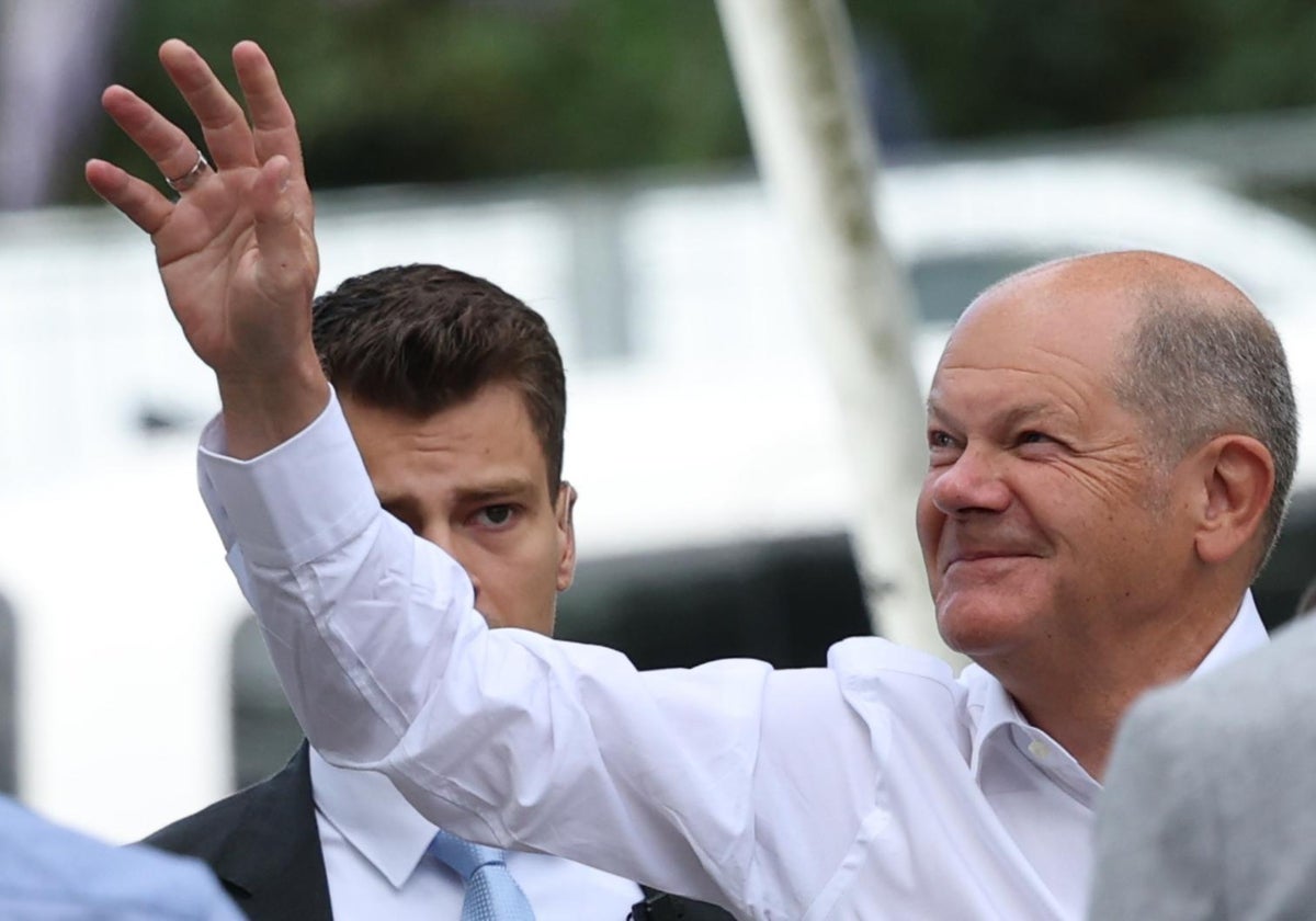 Scholz, este lunes en su último acto como canciller