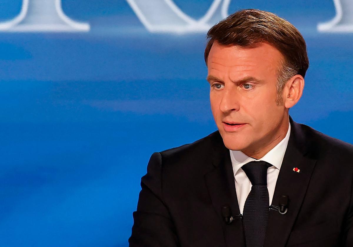 El presidente francés, Emmanuel Macron, durante la entrevista