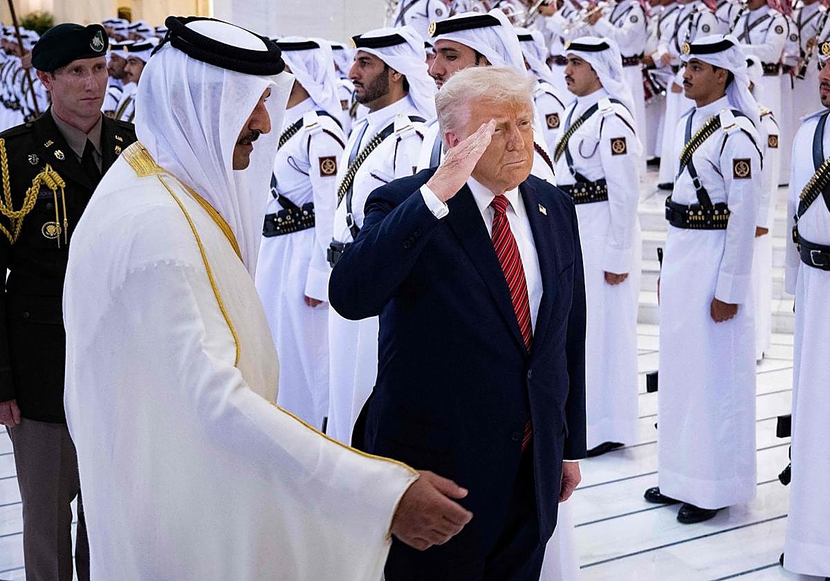 Donald Trump, a su llegada a Qatar.