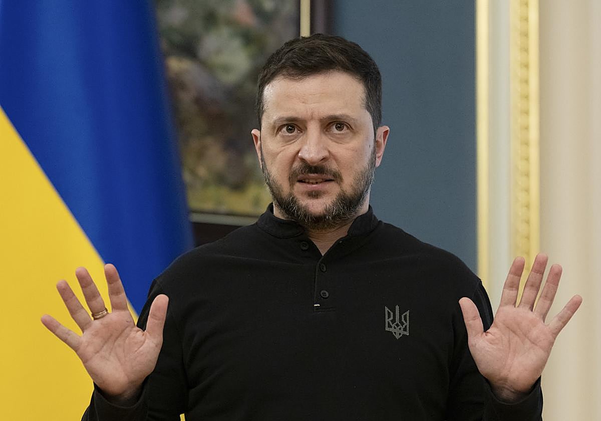 Zelenski, durante una rueda de prensa.