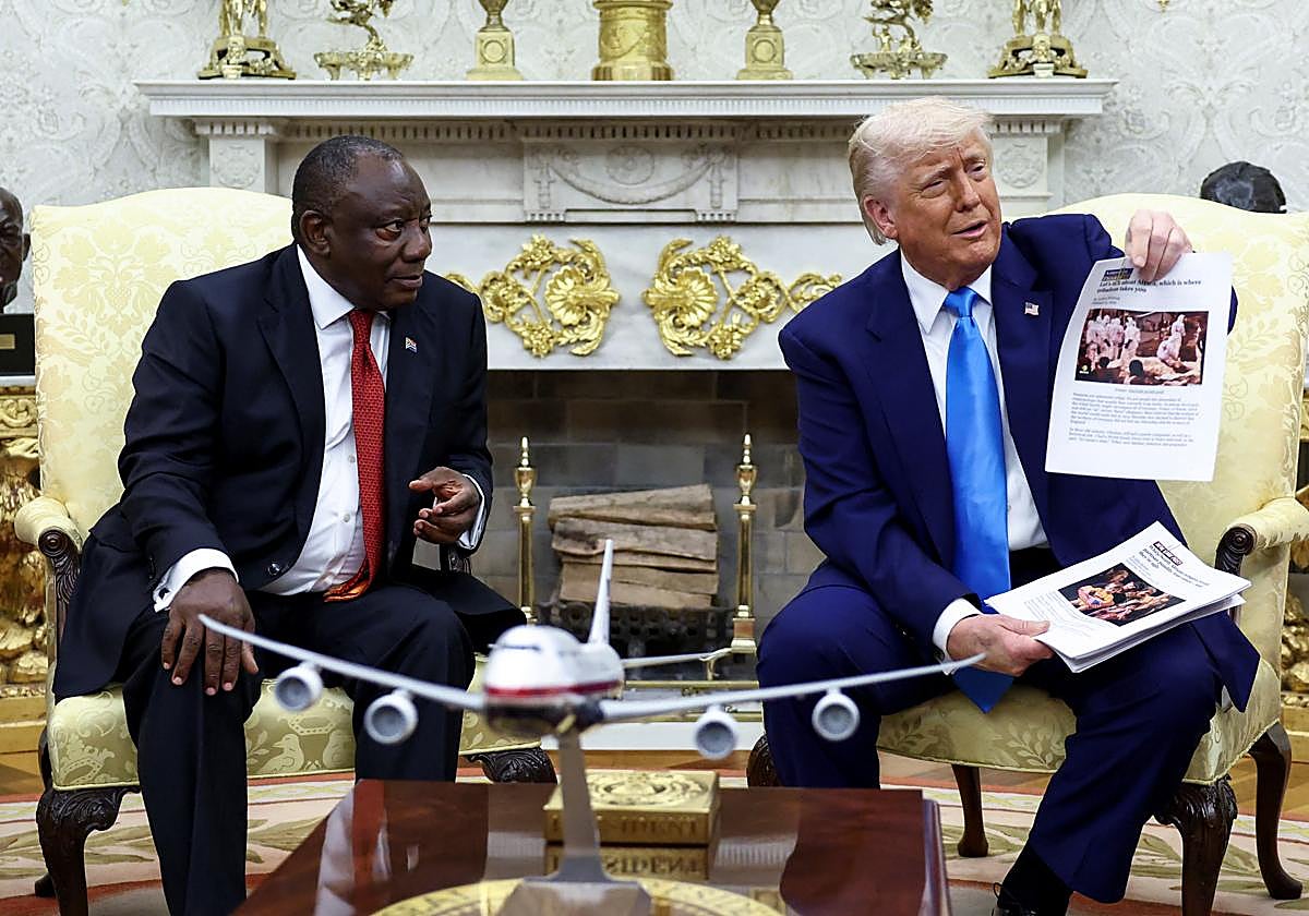 El presidente Trump, durante la visita de Cyril Ramaphosa al despacho oval.