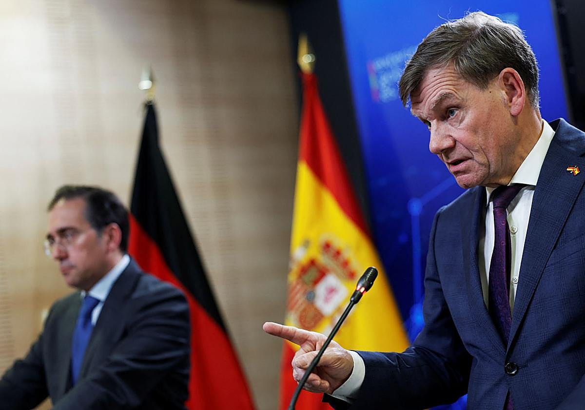 Los ministros de Exteriores de España y Alemania, Jose Manuel Albares y Johann Wadephul, en Madrid