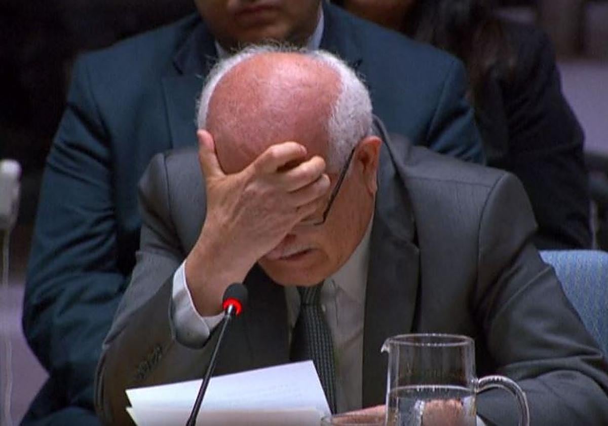 El representante de Palestina ante la ONU, Riyad Mansour, durante su intervención