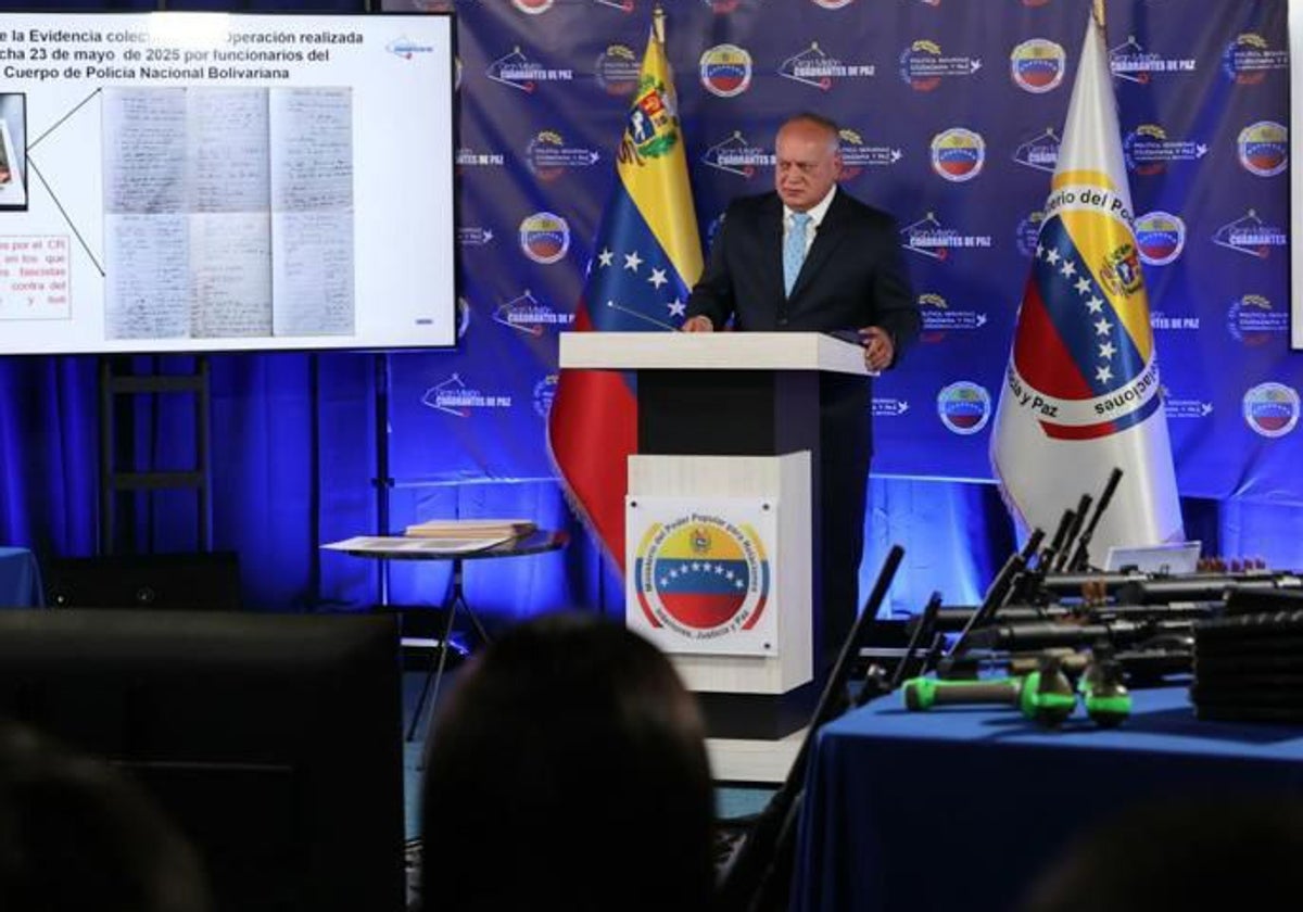 El ministro de Interior de Venezuela, Diosdado Cabello, durante la rueda de prensa