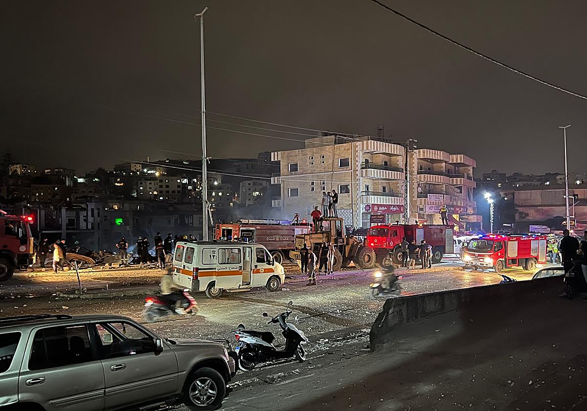 Un edificio colapsado tras un bombardeo israelí al sur del Líbano, el pasado jueves