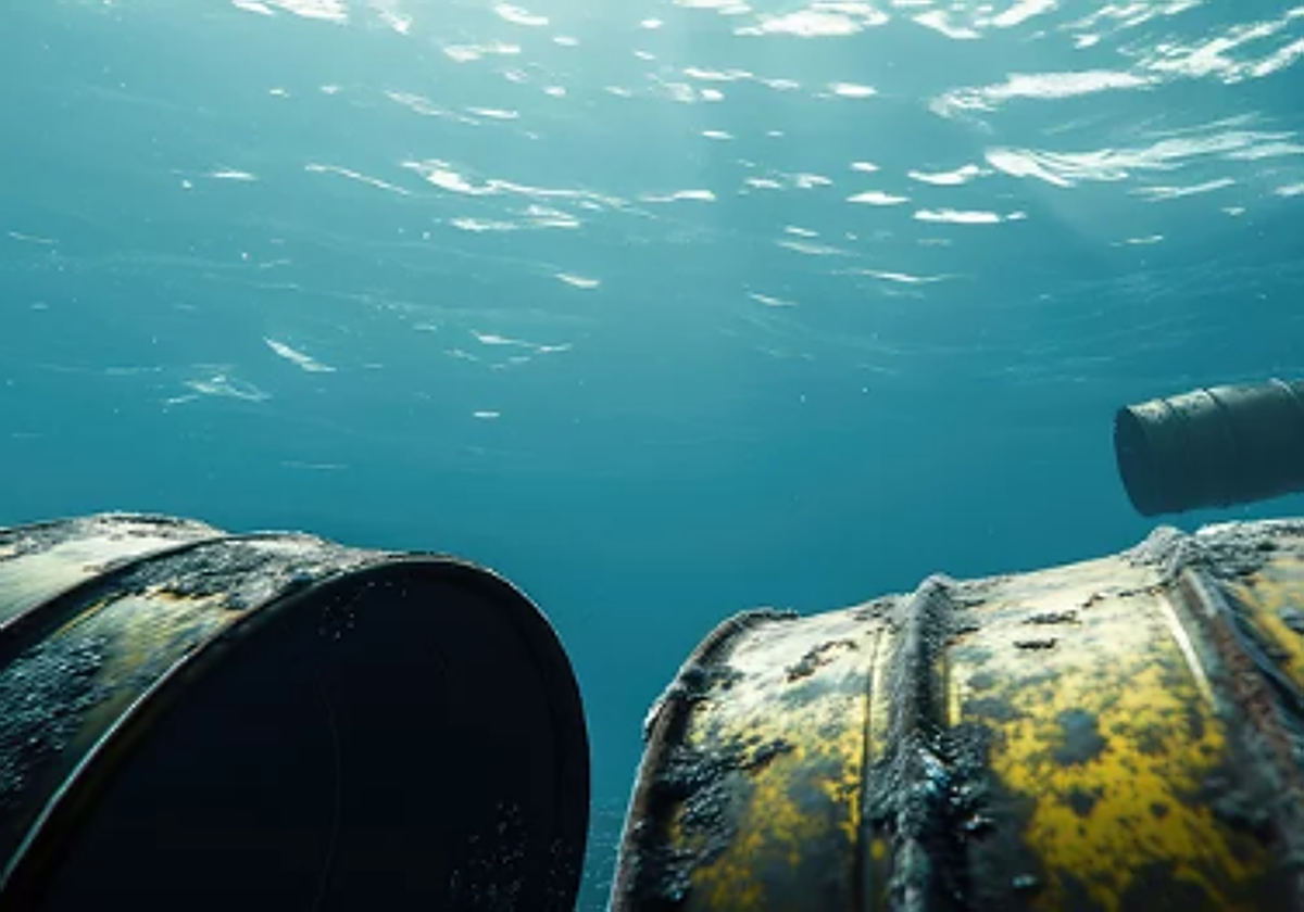 Imágenes de bidones sumergiéndose