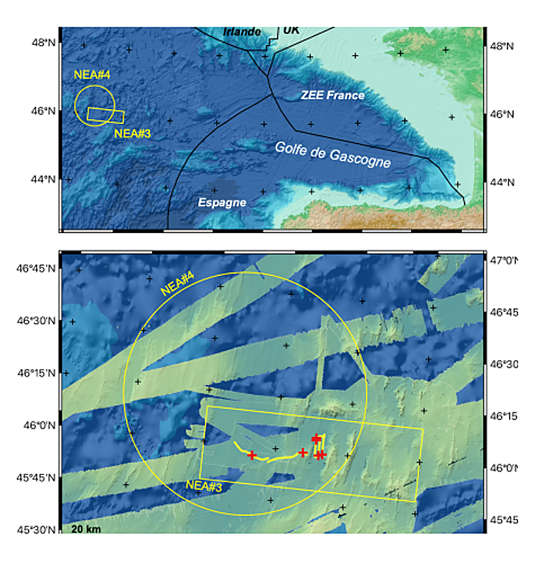 Localización de zonas en la llanura abisal del Atlántico de desperdicios radioactivos (NEA#3 y #4) en aguas internacionales