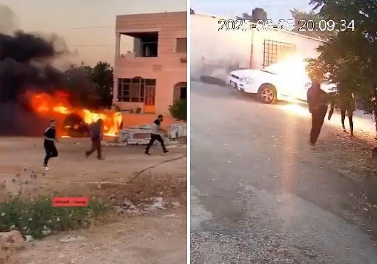 Capturas de vídeo que muestran quema de coches en Cisjordania