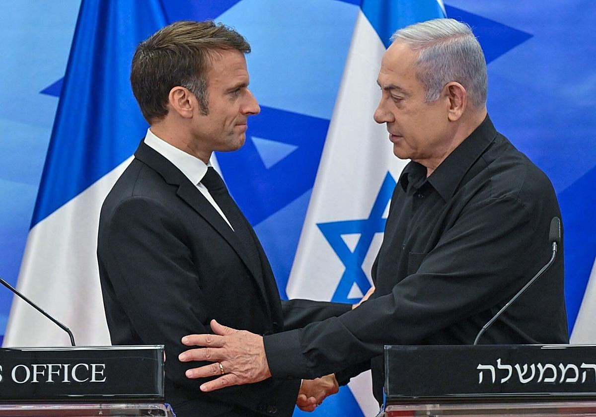 Emmanuel Macron y Benjamin Netanyahu, durante un encuentro en Jerusalén en 2023