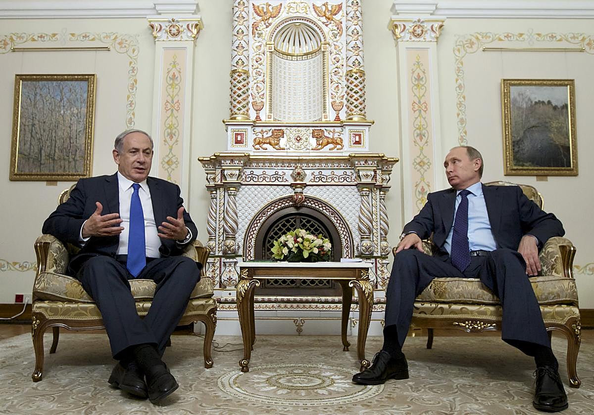 El primer ministro israelí, Benjamín Netanyahu, y el presidente ruso, Vladímir Putin
