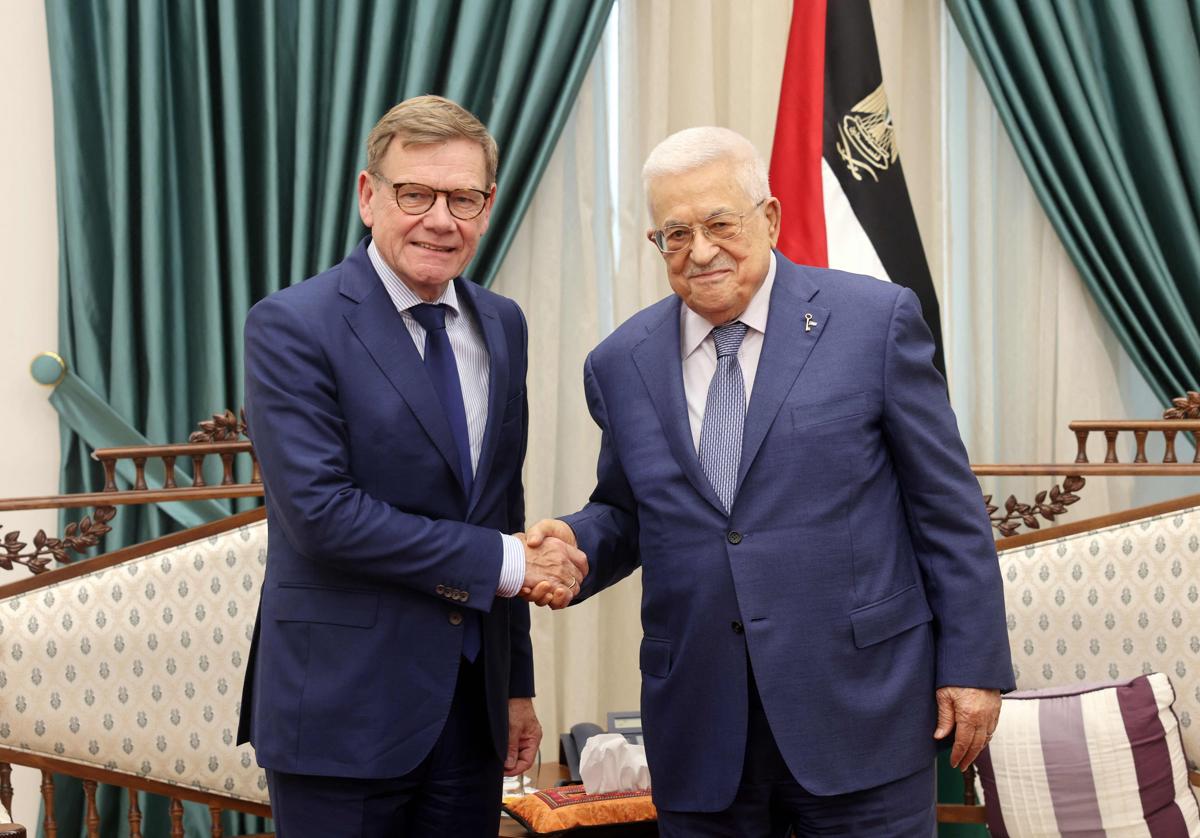 Encuentro entre Johann Wadephul, ministro de exteriores alemán y el presidente de la Autoridad Nacional Palestina, Mahmud Abás