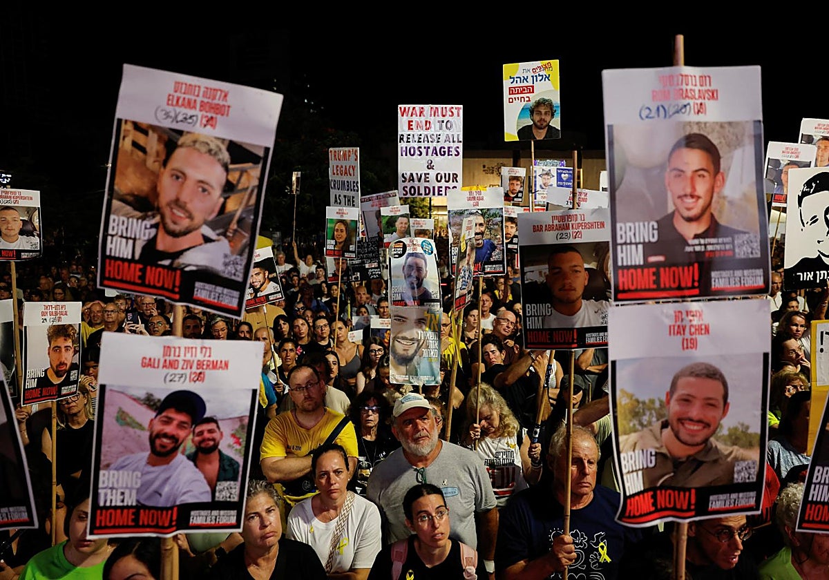 Manifestación en Tel Aviv pidiendo la liberación de los rehenes