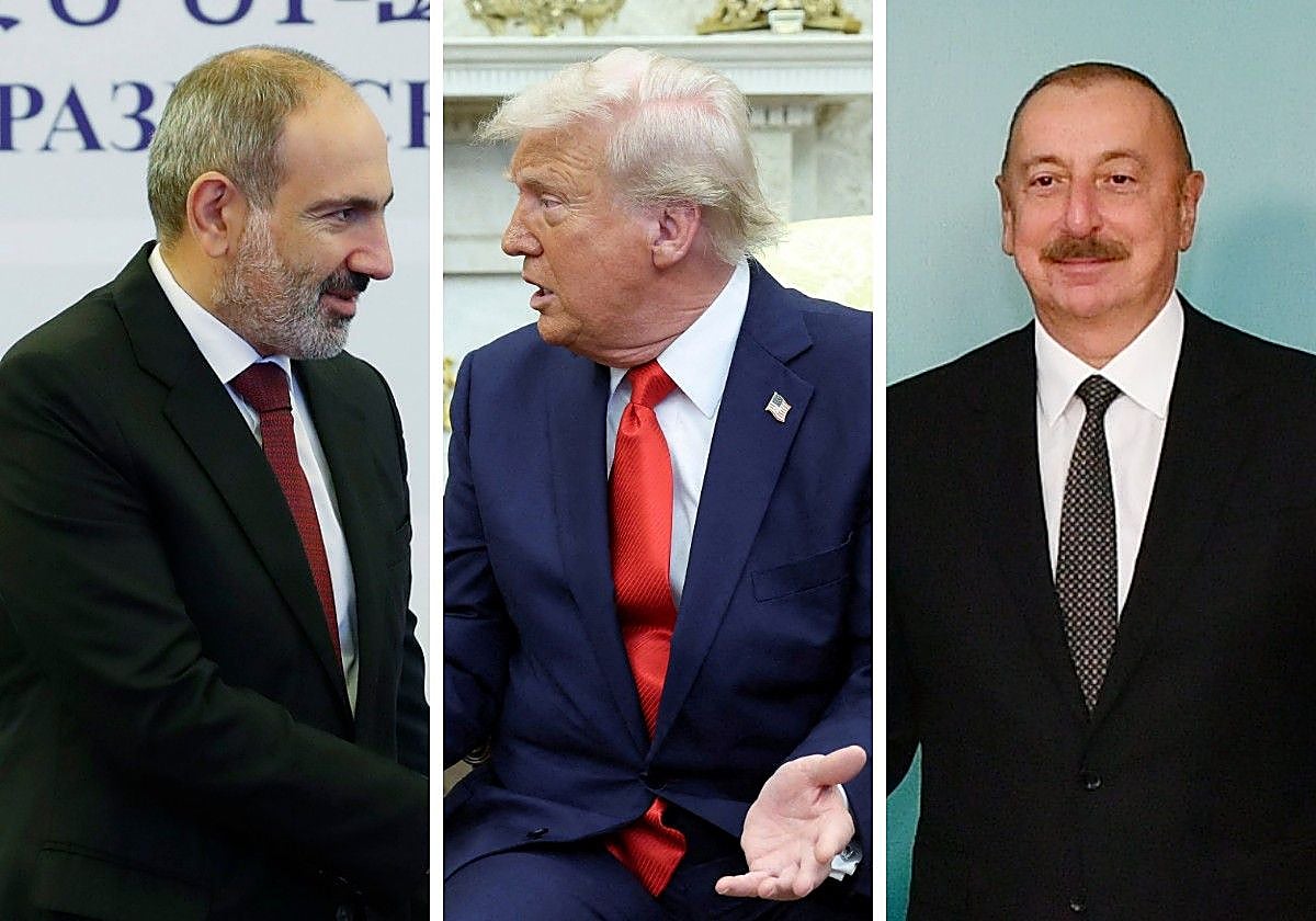 Trump se reunirá con el primer ministro de Armenia, Nikol Pashinián (izq.), y el presidente de Azerbaiyán, Ilham Aliyev (der.)