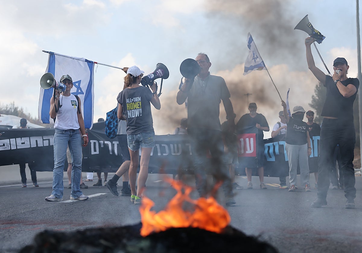 Protestas en Israel pidiendo un acuerdo para la liberación de los rehenes