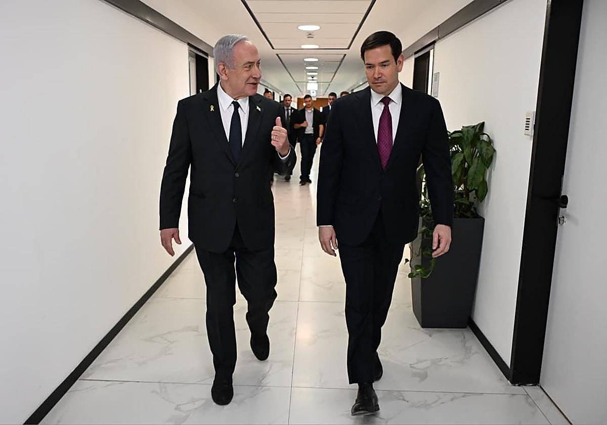 El primer ministro israelí, Benjamin Netanyahu, recibe al jefe de la diplomacia estadounidense, Marco rubio