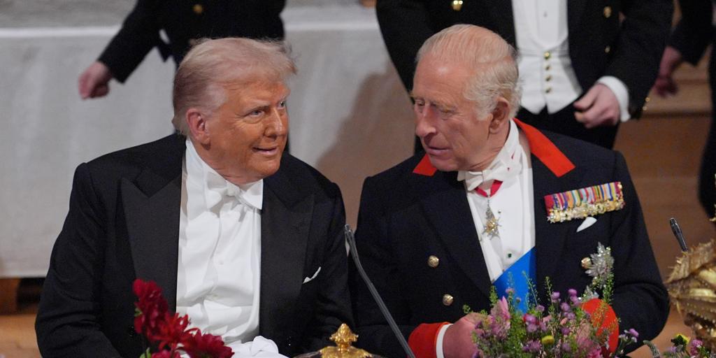 Carlos III alaba el «compromiso personal» de Trump con la paz en una cena de gala llena de elogios mutuos