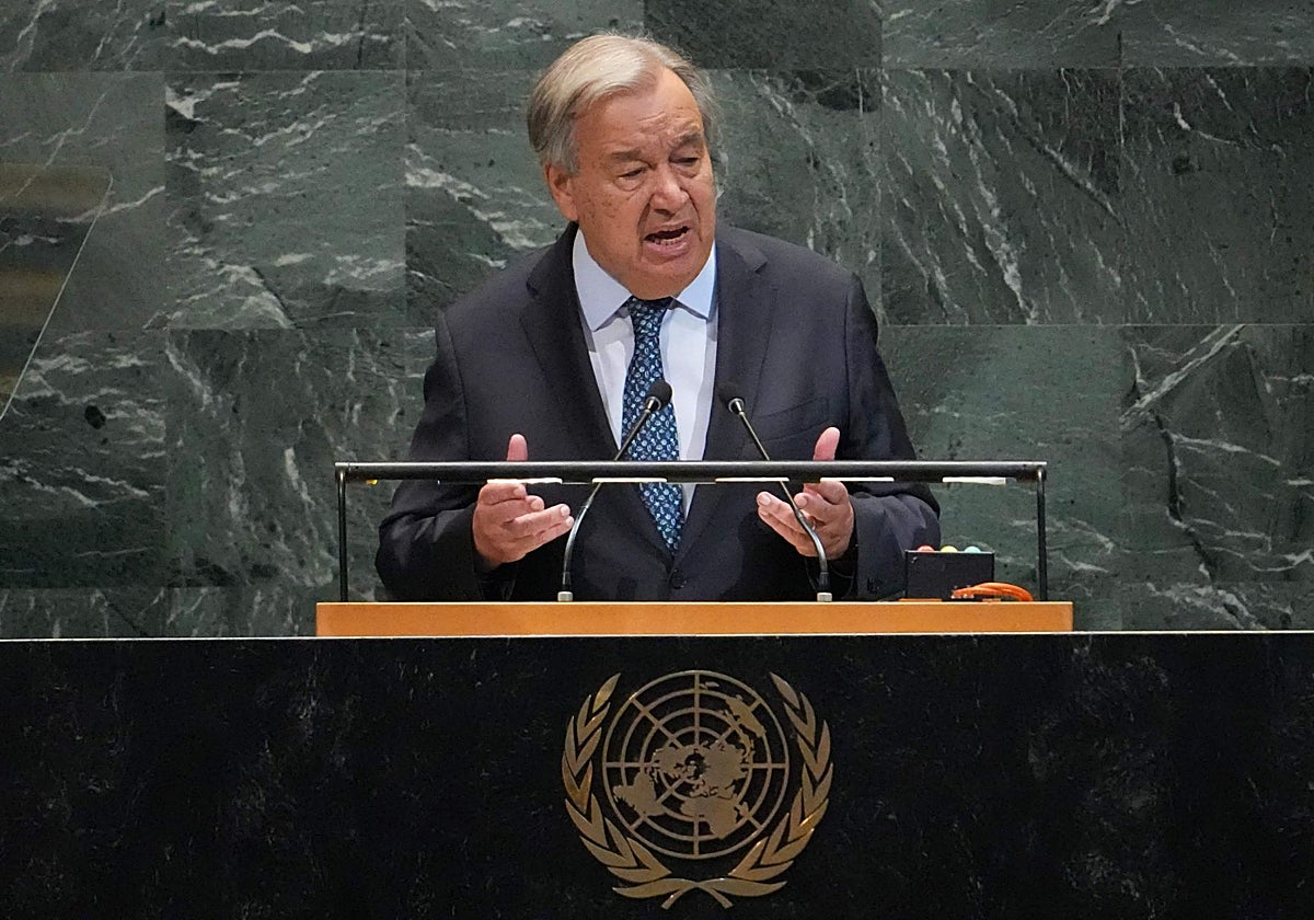 El secretario general de la ONU durante su intervención