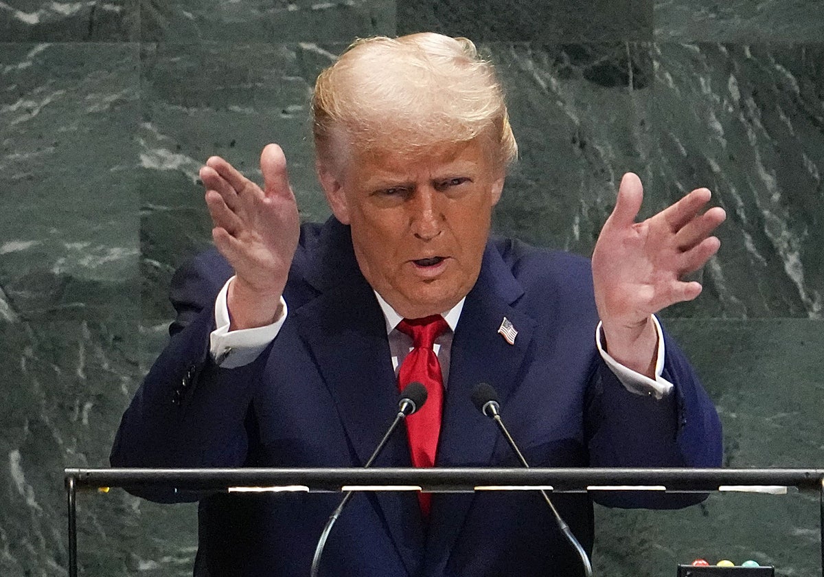 Trump, durante un momento de su intervención este martes en la ONU