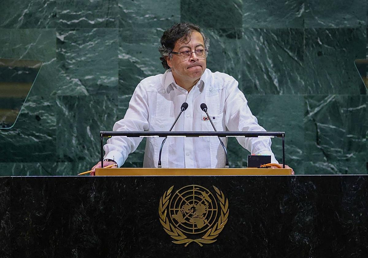 El presidente colombiano, Gustavo Petro, en la Asamblea General de las Naciones Unidas en la sede de la ONU en Nueva York
