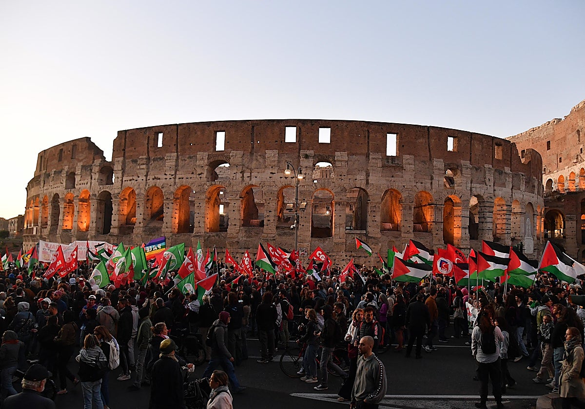 Manifestaciones prop-palestinas en Roma el pasado jueves