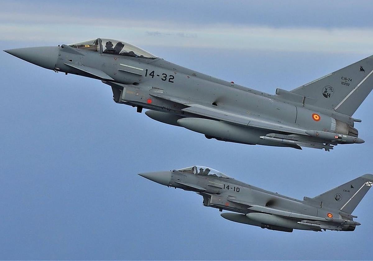 Dos cazas Eurofighter del Ejército del Aire, imagen de archivo